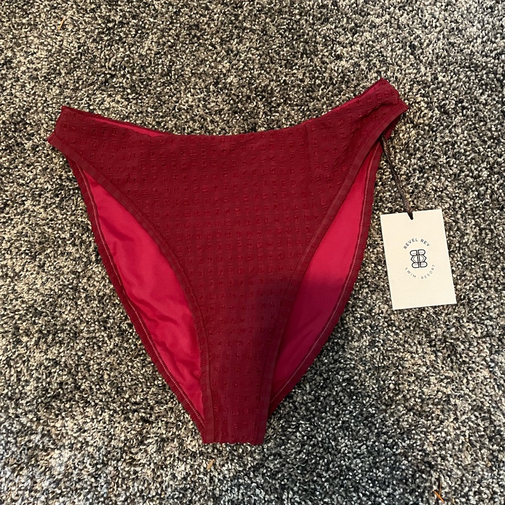 NWT Revel Rey Bikini Bottom Alice Bottom Raspberry Waffle Size XS IL:B